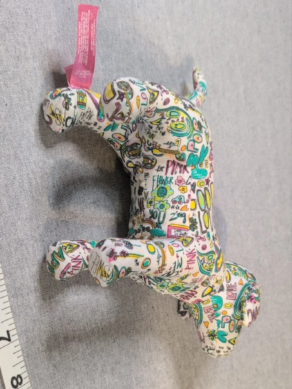 Victoria’s Secret PINK Dog Plush Doodle Print Stuffed Animal 8” Toy